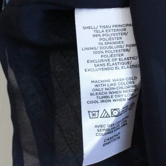 Ann Taylor Floral Toile Smocked Yoke Top Navy Blue - Picture 6 of 9